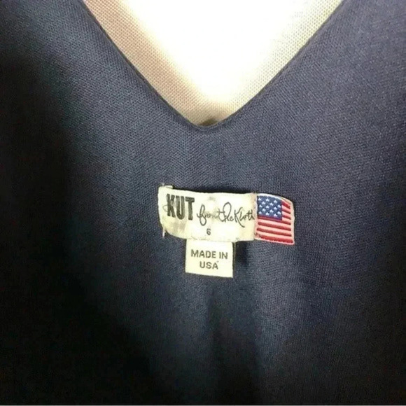 Kut From the Kloth Navy Blue Cowl Neck Ruched Midi Dress 6 - Picture 4 of 5